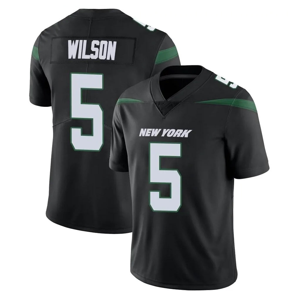 Choea NY.Jets #5 Garrett Wilson Player Stealth Black Limited Vapor Home Game Stitched Jerseys