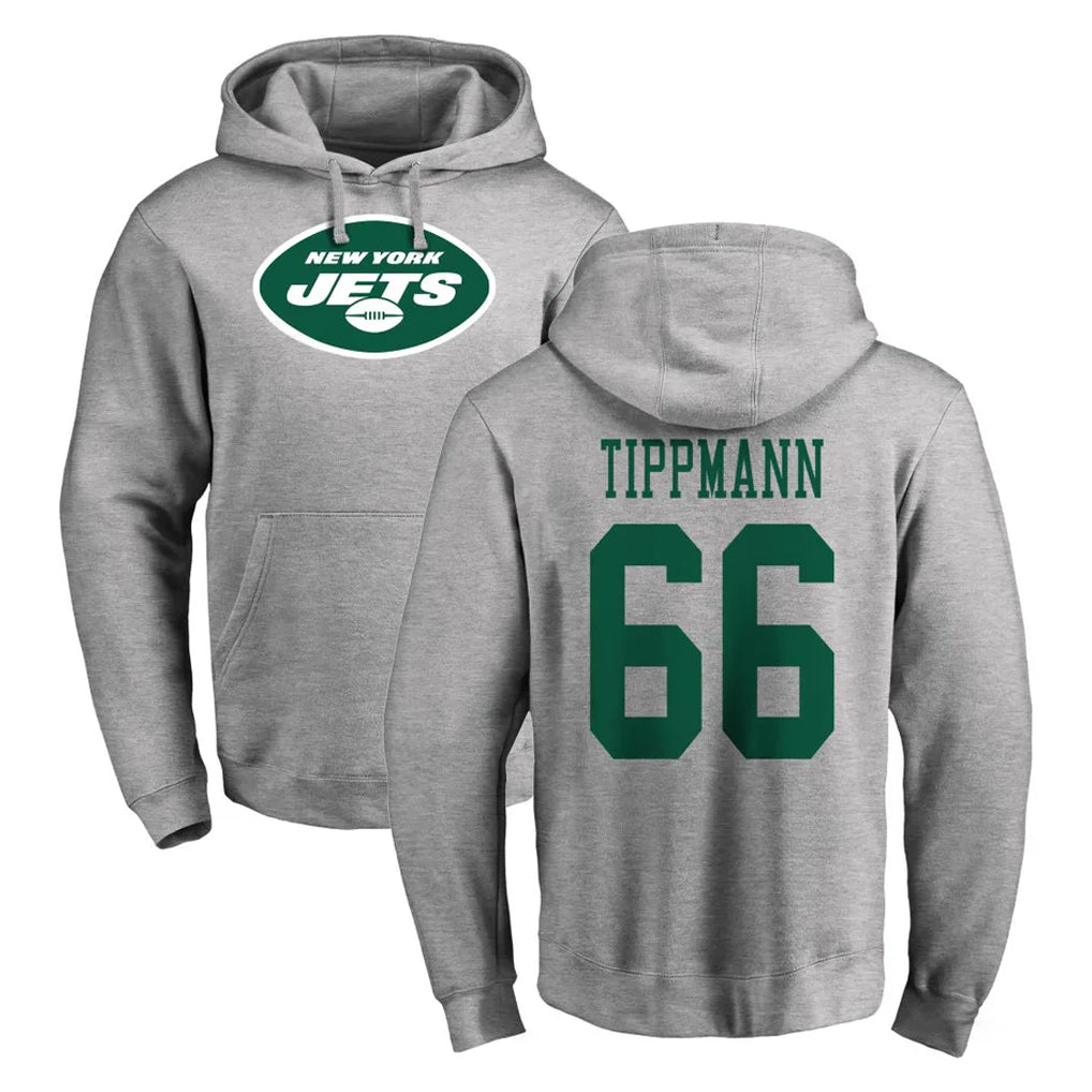Choea NY.Jets #66 Joe Tippmann Player Gray LOGO Pullover Hoodies Limited Game Stitched Jerseys