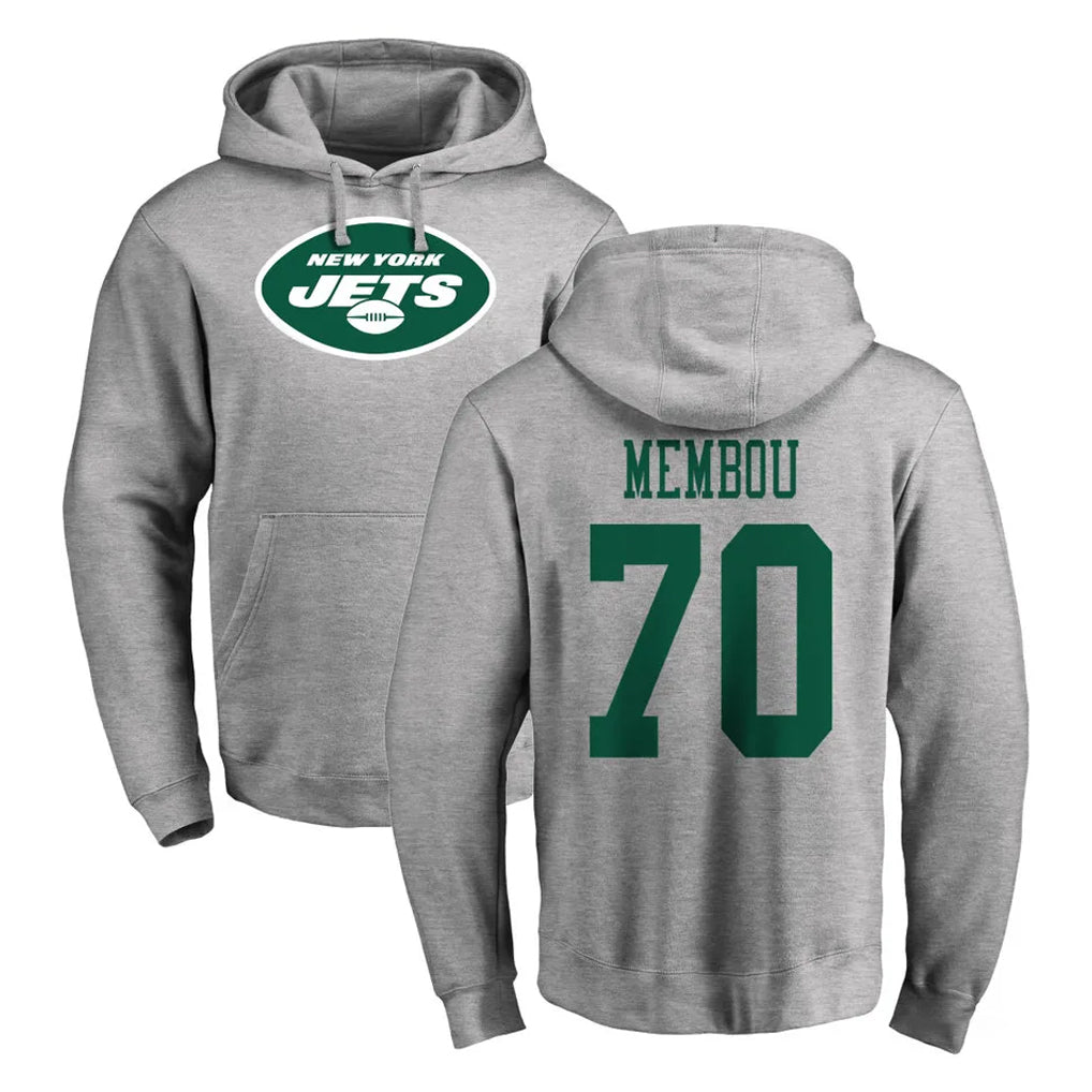 Choea NY.Jets #70 Armand Membou Player Gray LOGO Pullover Hoodies Limited Game Stitched Jerseys