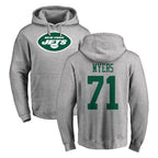 Choea NY.Jets #71 Josh Myers Player Gray LOGO Pullover Hoodies Limited Game Stitched Jerseys
