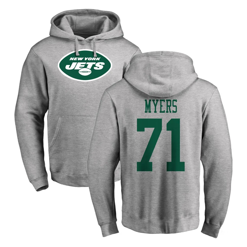 Choea NY.Jets #71 Josh Myers Player Gray LOGO Pullover Hoodies Limited Game Stitched Jerseys