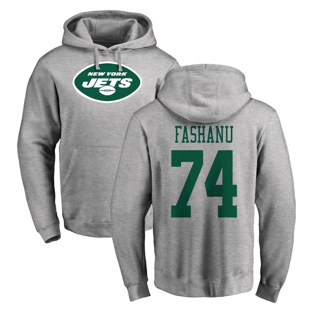 Choea NY.Jets #74 Olu Fashanu Player Gray LOGO Pullover Hoodies Limited Game Stitched Jerseys