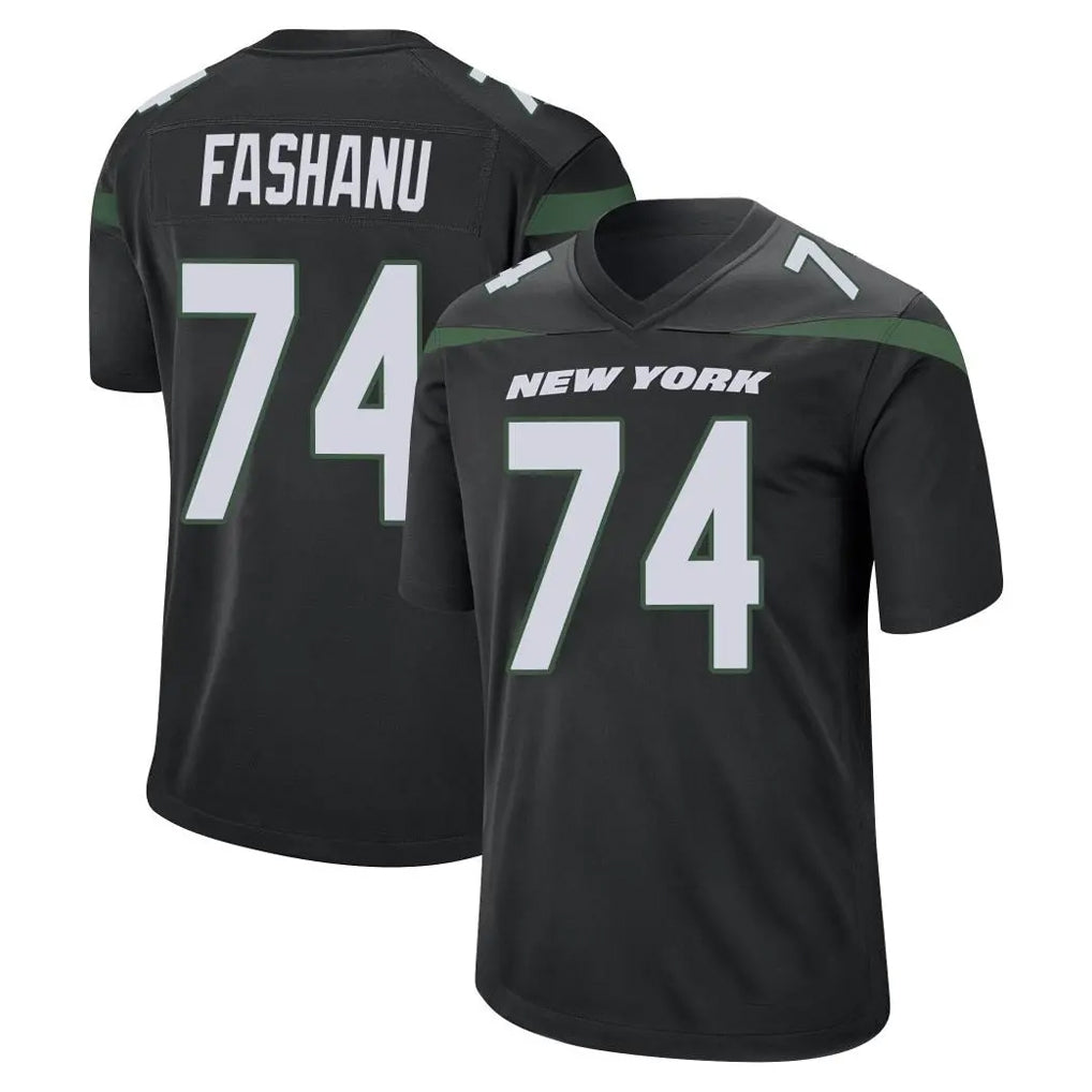 Choea NY.Jets #74 Olu Fashanu Player Stealth Black Home Game Stitched Jerseys