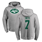 Choea NY.Jets #7 Geno Smith Player Gray LOGO Pullover Hoodies Limited Game Stitched Jerseys
