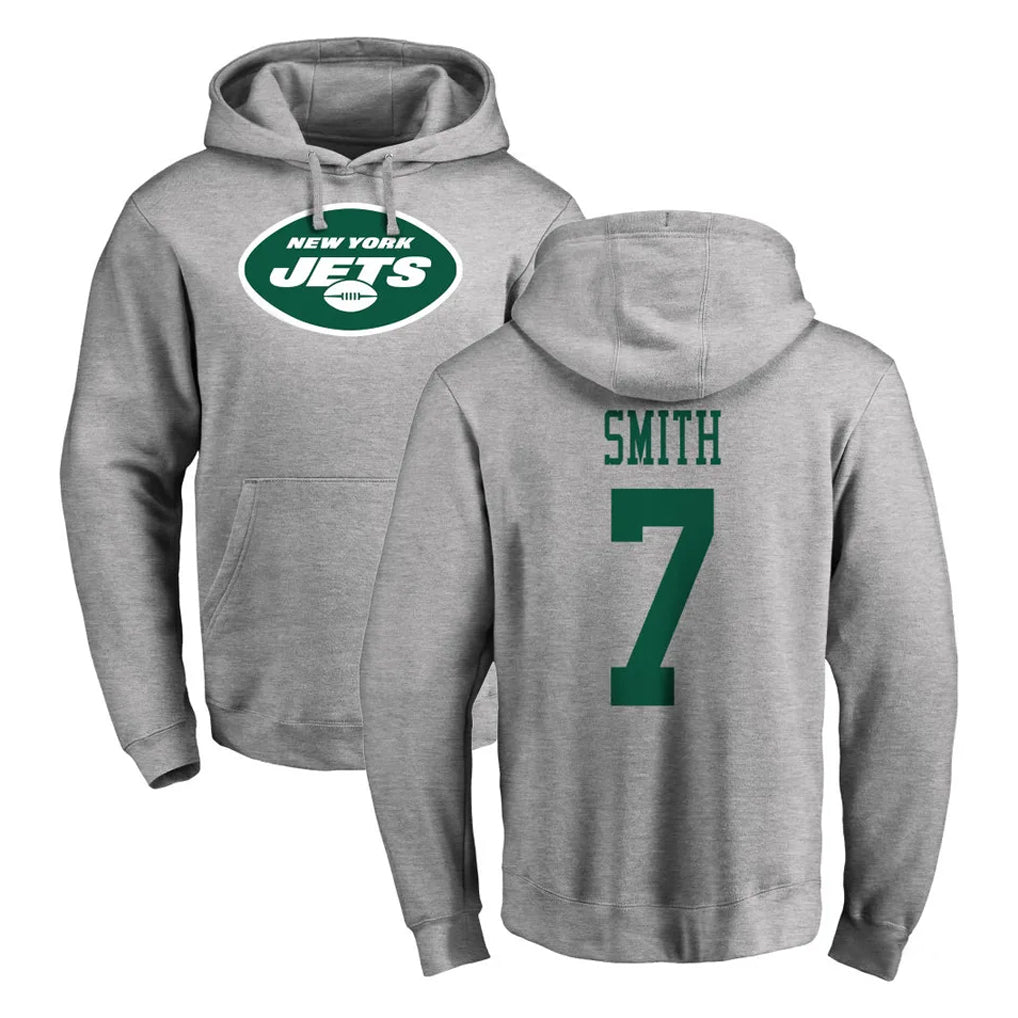 Choea NY.Jets #7 Geno Smith Player Gray LOGO Pullover Hoodies Limited Game Stitched Jerseys