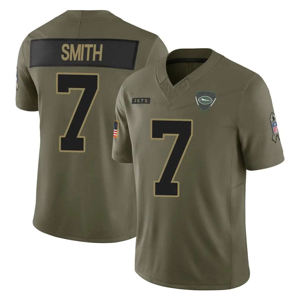 Choea NY.Jets #7 Geno Smith Player Olive 2025 Salute To Service Limited Stitched Jerseys