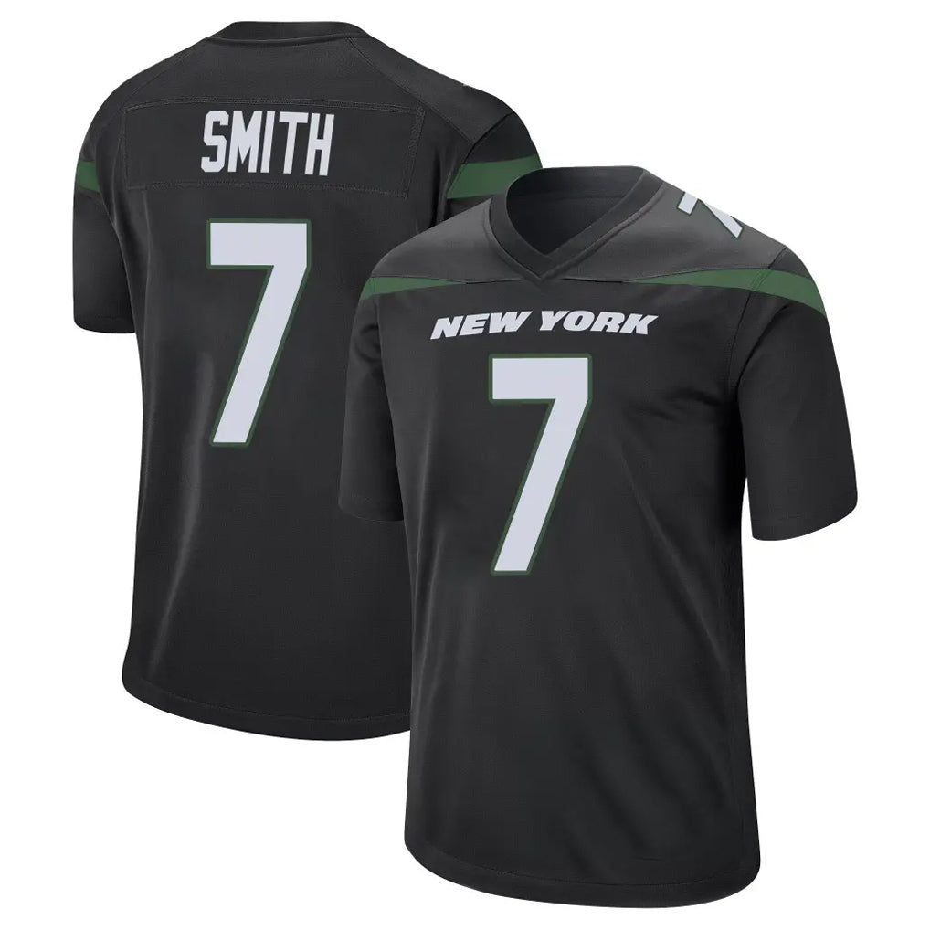 Choea NY.Jets #7 Geno Smith Player Stealth Black Home Game Stitched Jerseys