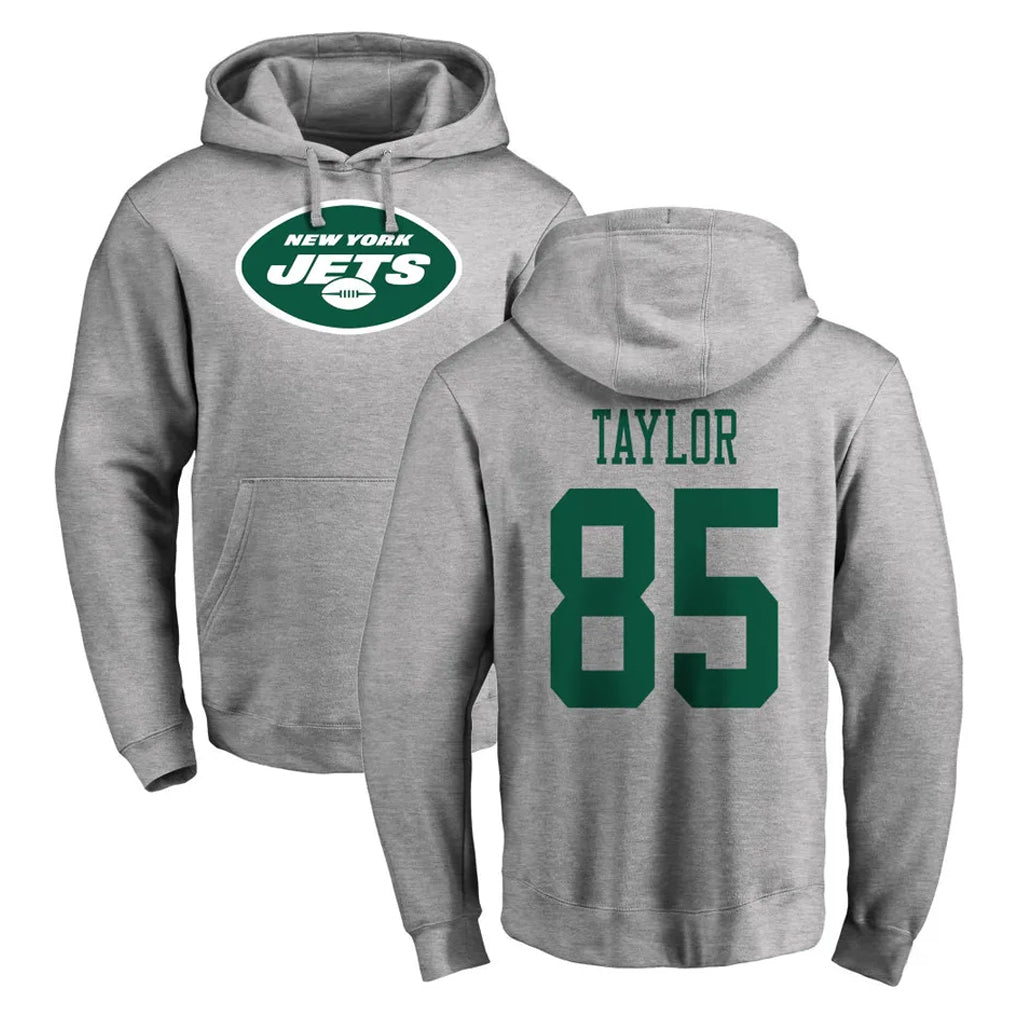 Choea NY.Jets #85 Mason Taylor Player Gray LOGO Pullover Hoodies Limited Game Stitched Jerseys