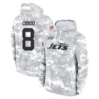 Choea NY.Jets #8 Andre Cisco Player Arctic Camo Salute to Service Pullover Hoodies Limited Game Stitched Jerseys