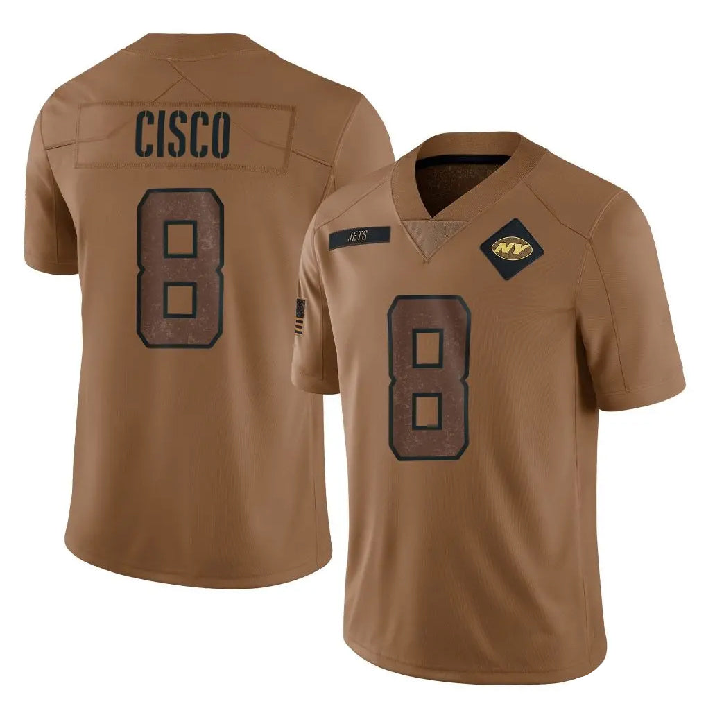 Choea NY.Jets #8 Andre Cisco Player Brown Salute To Service Limited Stitched Jerseys