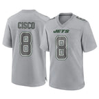 Choea NY.Jets #8 Andre Cisco Player Gray Limited Atmosphere Fashion Home Game Stitched Jerseys