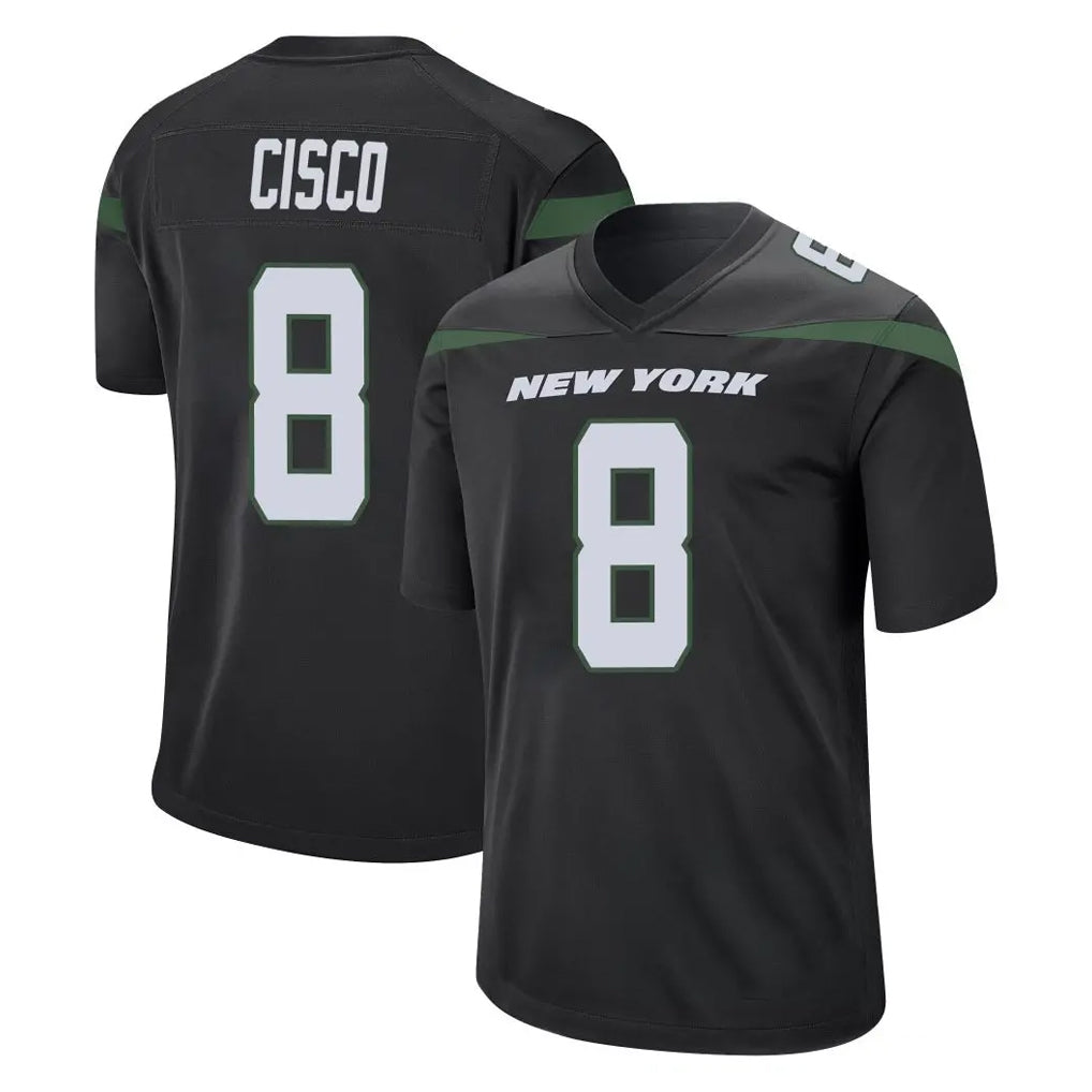 Choea NY.Jets #8 Andre Cisco Player Stealth Black Home Game Stitched Jerseys