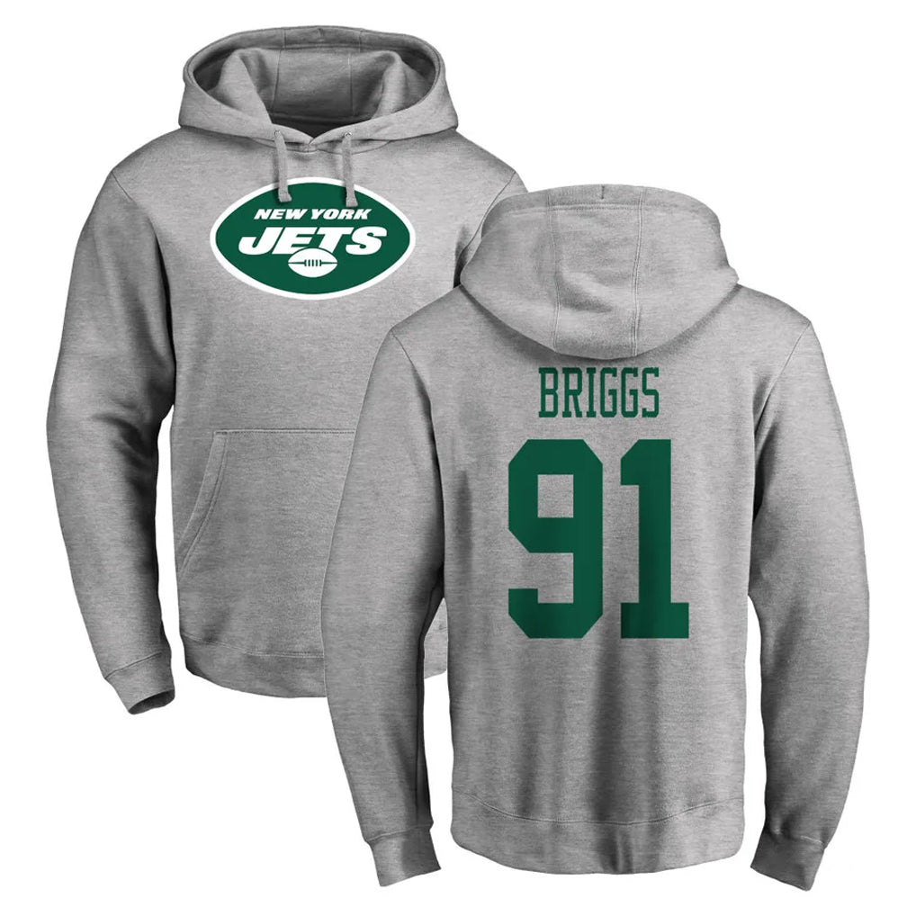 Choea NY.Jets #91 Jowon Briggs Player Gray LOGO Pullover Hoodies Limited Game Stitched Jerseys