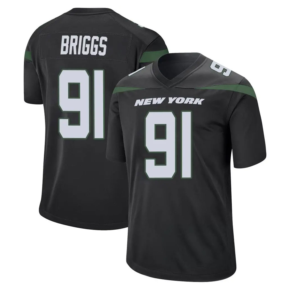 Choea NY.Jets #91 Jowon Briggs Player Stealth Black Home Game Stitched Jerseys