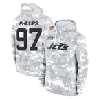 Choea NY.Jets #97 Harrison Phillips Player Arctic Camo Salute to Service Pullover Hoodies Limited Game Stitched Jerseys