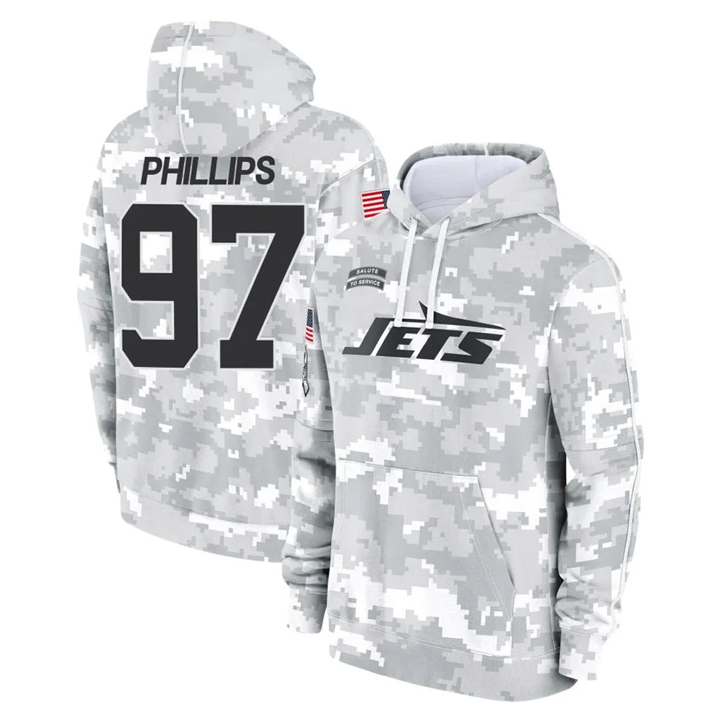 Choea NY.Jets #97 Harrison Phillips Player Arctic Camo Salute to Service Pullover Hoodies Limited Game Stitched Jerseys