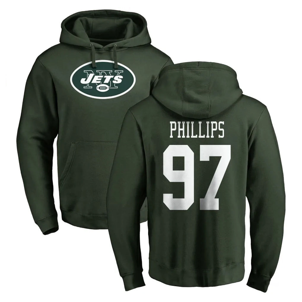 Choea NY.Jets #97 Harrison Phillips Player Green LOGO Pullover Hoodies Limited Game Stitched Jerseys