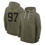 Choea NY.Jets #97 Harrison Phillips Player Olive Salute to Service Pullover Hoodies Limited Stitched Jerseys