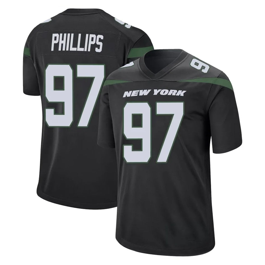Choea NY.Jets #97 Harrison Phillips Player Stealth Black Home Game Stitched Jerseys