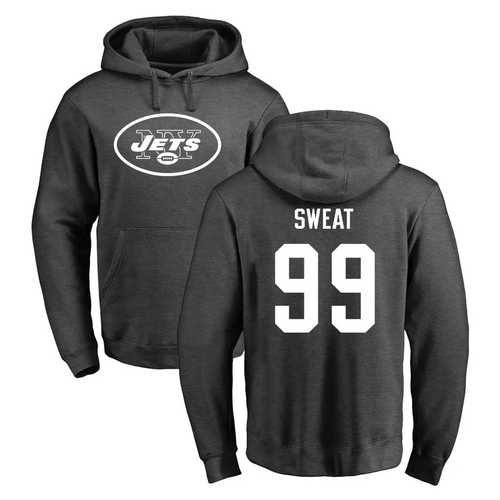 Choea NY.Jets #99 T'Vondre Sweat Player Gray Pullover Hoodies Limited Game Stitched Jerseys
