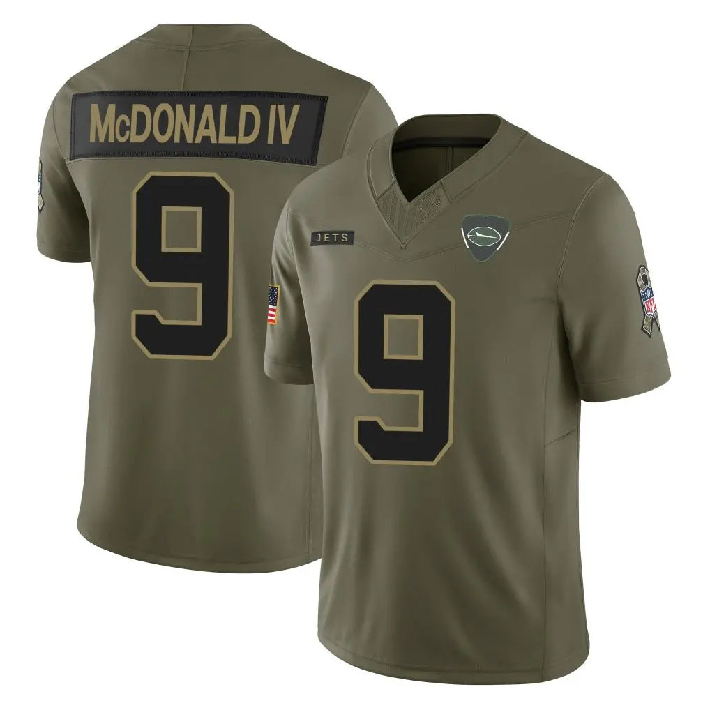 Choea NY.Jets #9 Will McDonald IV Player Olive 2025 Salute To Service Limited Stitched Jerseys