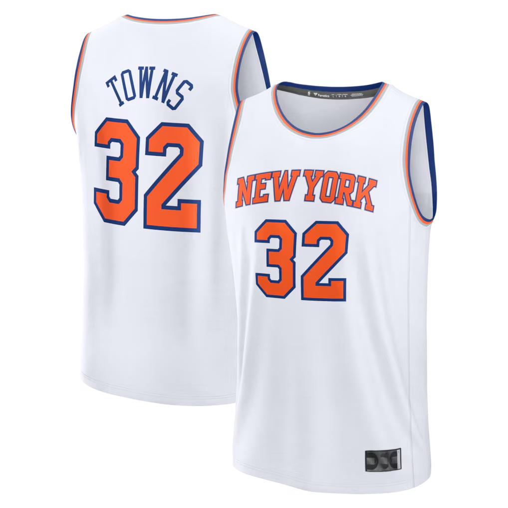 Choea NY.Knicks #32 Karl-Anthony Towns  White Fast Break Replica Player Jerseys - Association Edition