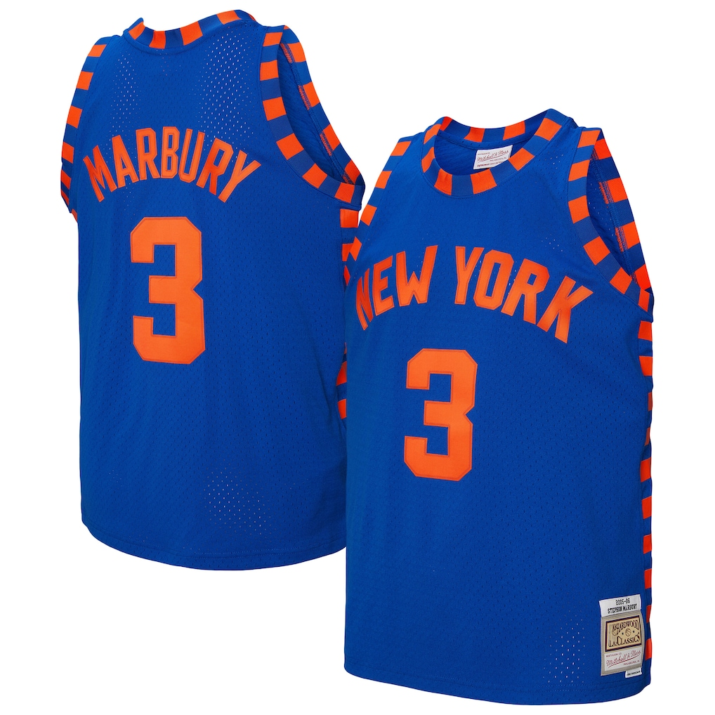 Choea NY.Knicks #3 Stephon Marbury Mitchell & Ness Blue 200506 Hardwood Classics Swingman Jerseys