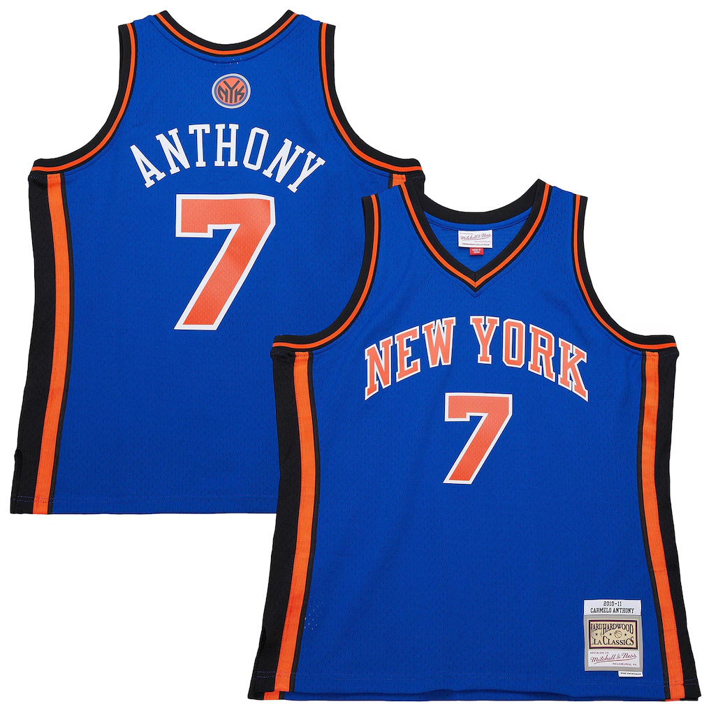 Choea NY.Knicks #7 Carmelo Anthony Mitchell & Ness Blue 201011 Swingman Jerseys
