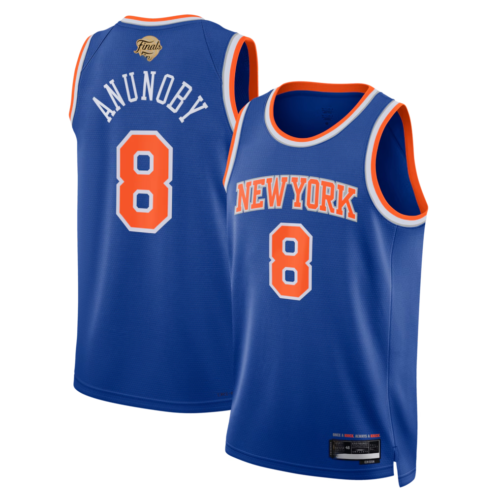 Choea NY.Knicks #8 OG Anunoby Blue 2026  Finals Patch Swingman Jerseys - Icon Edition