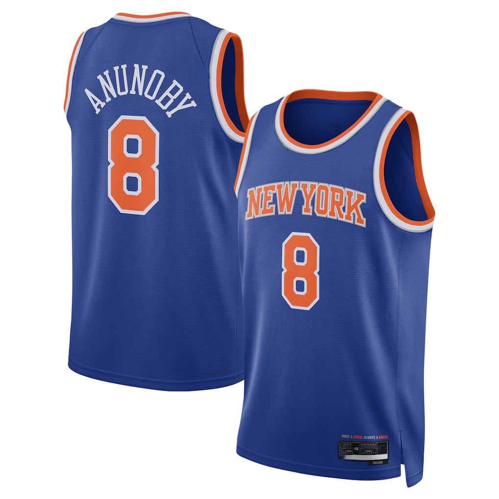 Choea NY.Knicks #8 OG Anunoby Blue Swingman Jerseys - Icon Edition