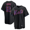 Choea NY.Mets #12 Francisco Lindor Player Black Alternate Home Game Stitched Jerseys
