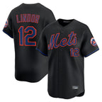 Choea NY.Mets #12 Francisco Lindor Player Black Alternate Home Limited Stitched Jerseys