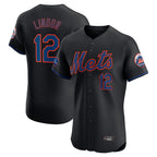 Choea NY.Mets #12 Francisco Lindor Player Black Home Limited Elite Stitched Jerseys
