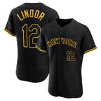 Choea NY.Mets #12 Francisco Lindor Player Black Snake Skin City Home Limited Elite Stitched Jerseys