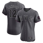 Choea NY.Mets #12 Francisco Lindor Player Gray City Connect Limited Elite Home Stitched Jerseys