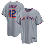 Choea NY.Mets #12 Francisco Lindor Player Gray Road Home Game Stitched Jerseys