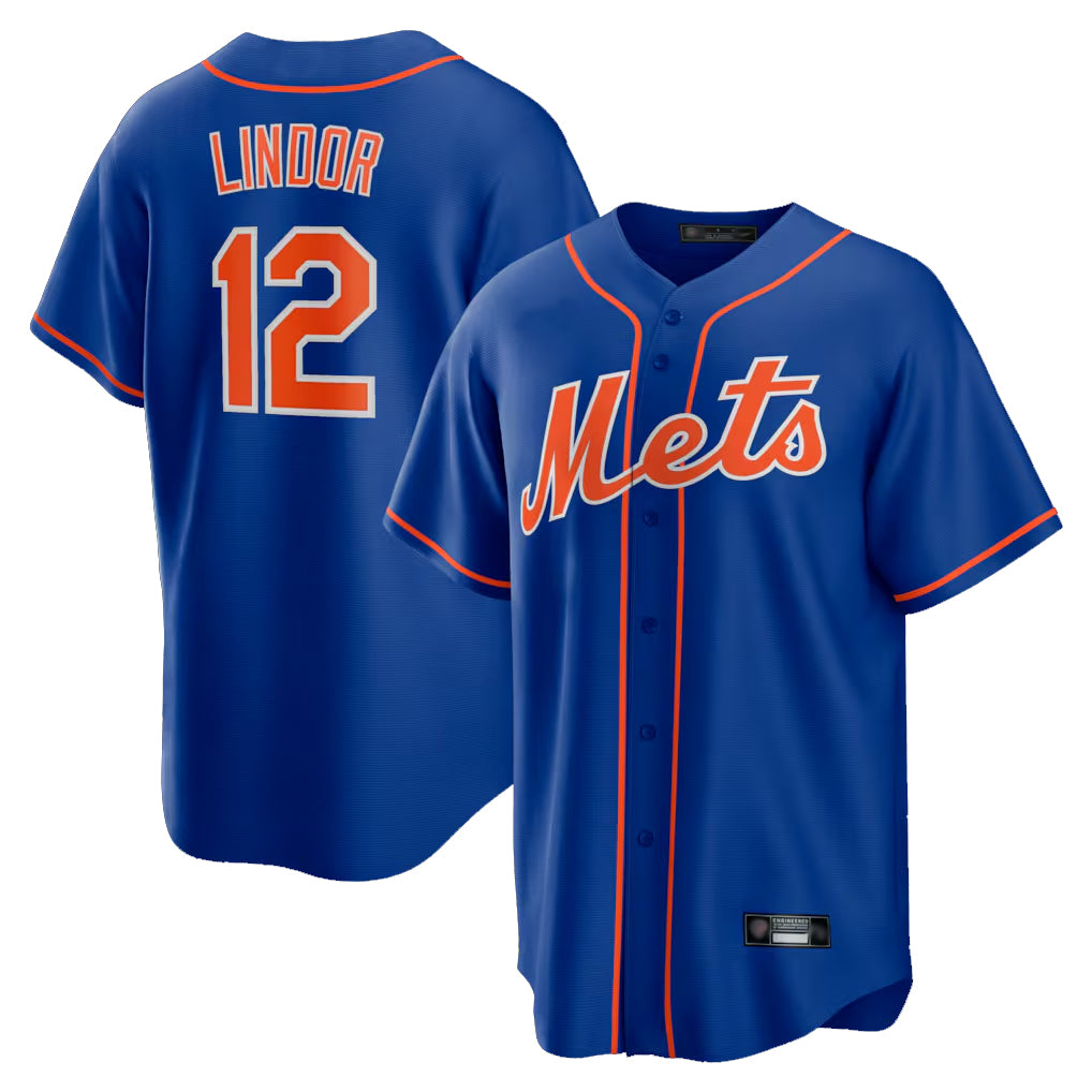 Choea NY.Mets #12 Francisco Lindor Player Royal Home Game Stitched Jerseys