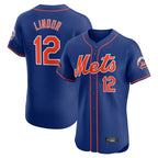 Choea NY.Mets #12 Francisco Lindor Player Royal Limited Elite Home Stitched Jerseys