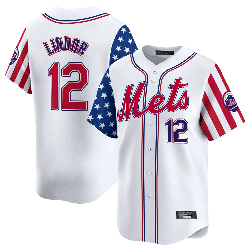 Choea NY.Mets #12 Francisco Lindor Player White 2025 Independence Day Vapor Premier Limited  Stitched Jerseys