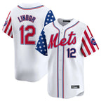 Choea NY.Mets #12 Francisco Lindor Player White 2025 Independence Day Vapor Premier Limited  Stitched Jerseys