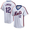 Choea NY.Mets #12 Francisco Lindor Player White Cooperstown Collection T-shirt Game Stitched Jerseys