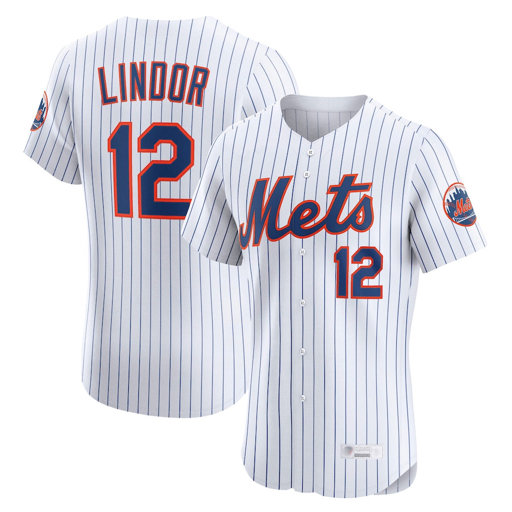 Choea NY.Mets #12 Francisco Lindor Player White Home Limited Elite Stitched Jerseys