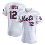 Choea NY.Mets #12 Francisco Lindor Player White Home Limited Elite Stitched Jerseys