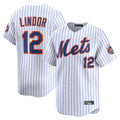 Choea NY.Mets #12 Francisco Lindor Player White Home Limited Stitched Jerseys