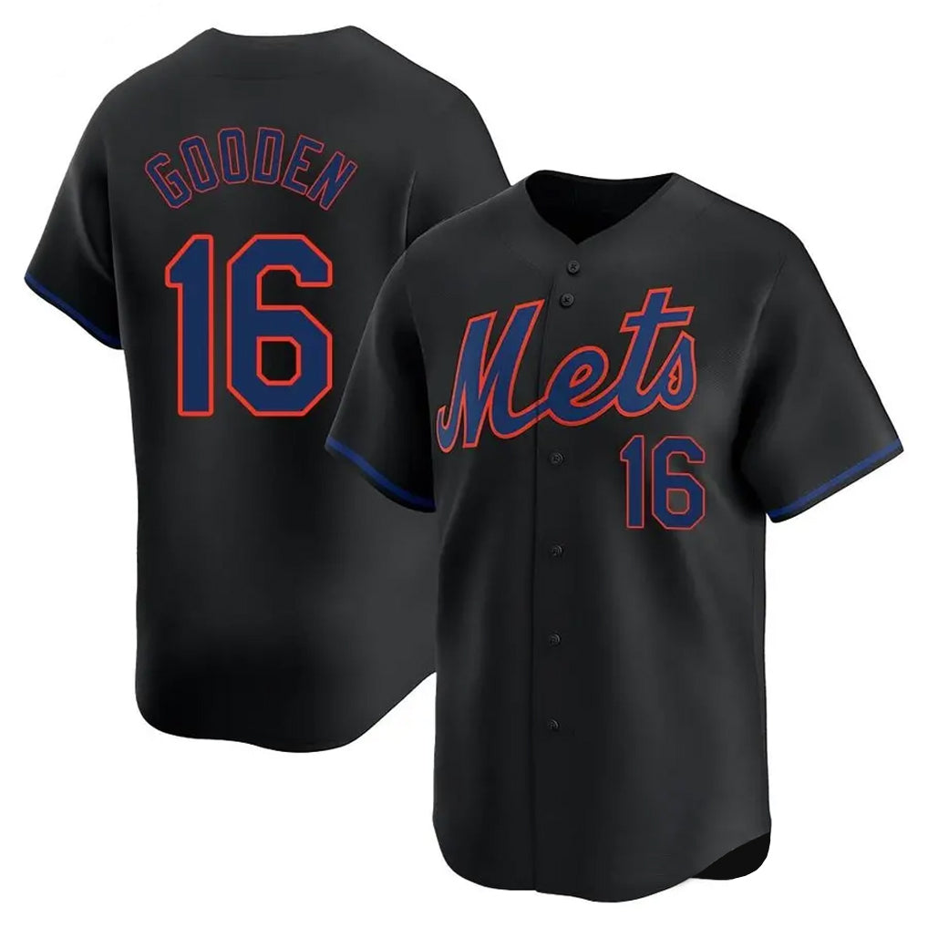 Choea NY.Mets #16 Dwight Gooden Player Black Alternate Home Limited Stitched Jerseys
