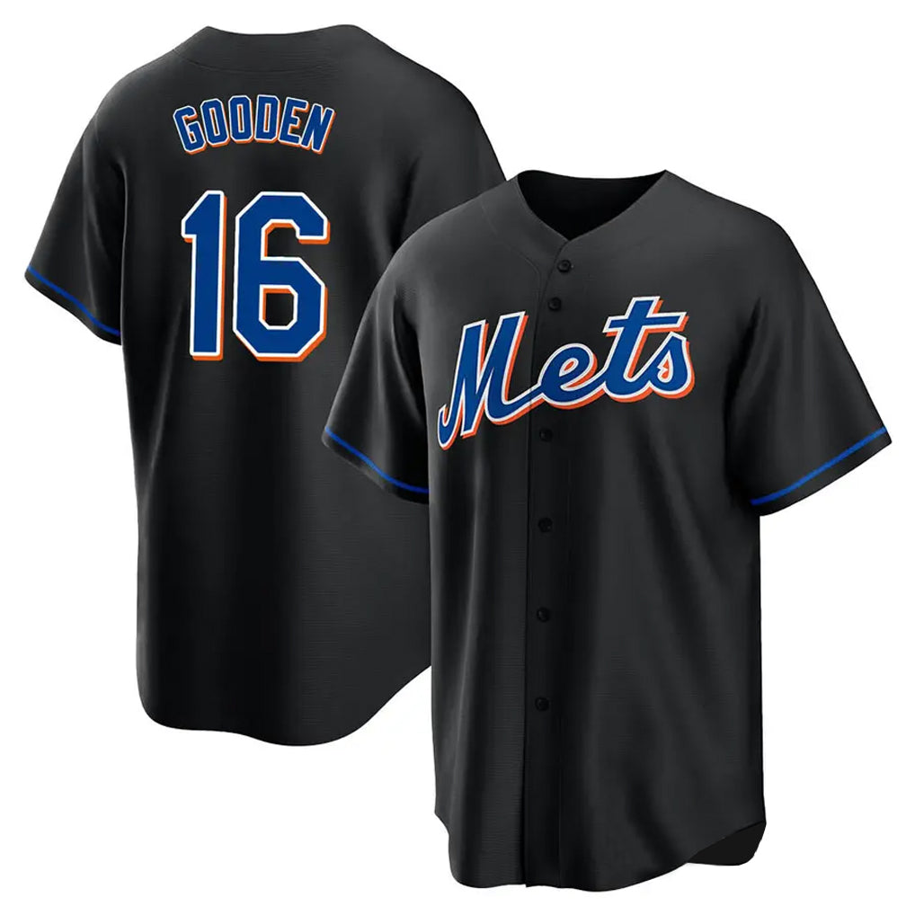 Choea NY.Mets #16 Dwight Gooden Player Black Replica Home Game Stitched Jerseys