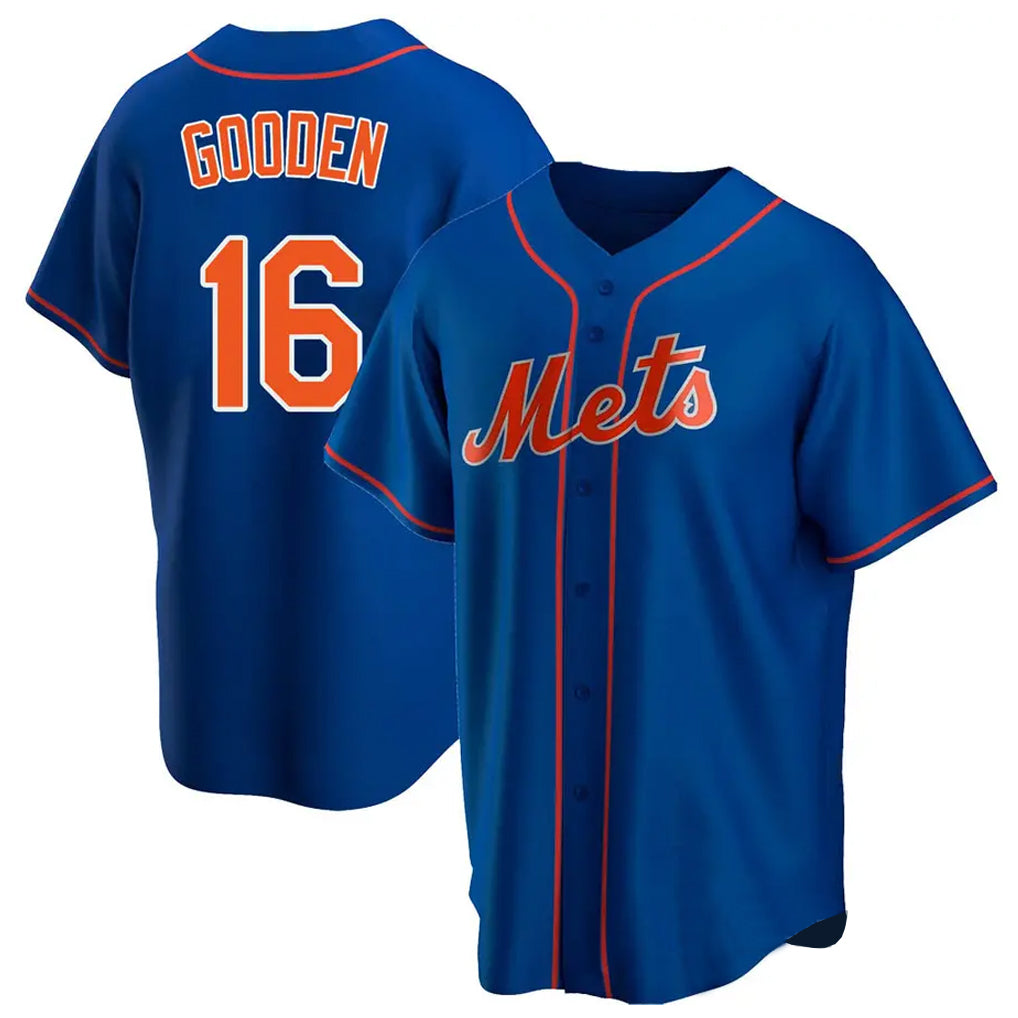 Choea NY.Mets #16 Dwight Gooden Player Royal Home Game Stitched Jerseys