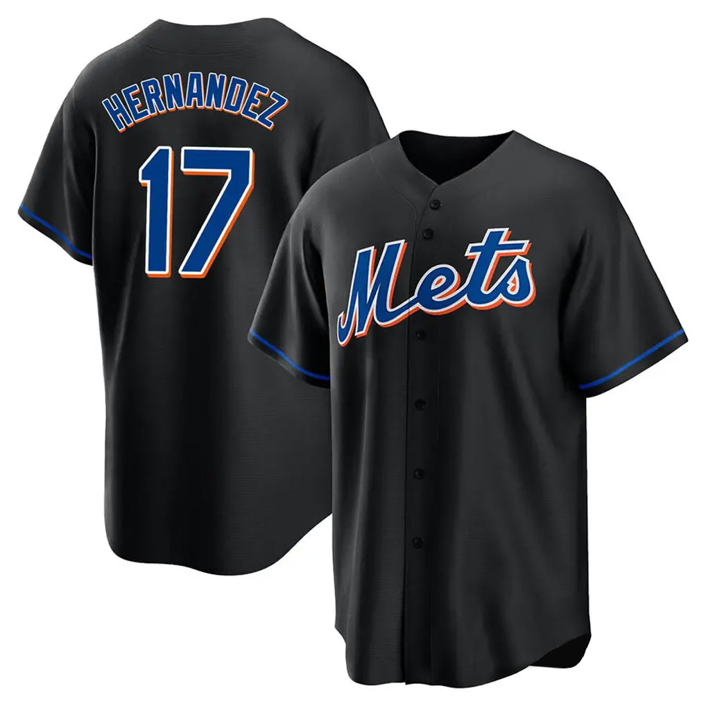 Choea NY.Mets #17 Keith Hernandez Player Black Replica Home Game Stitched Jerseys