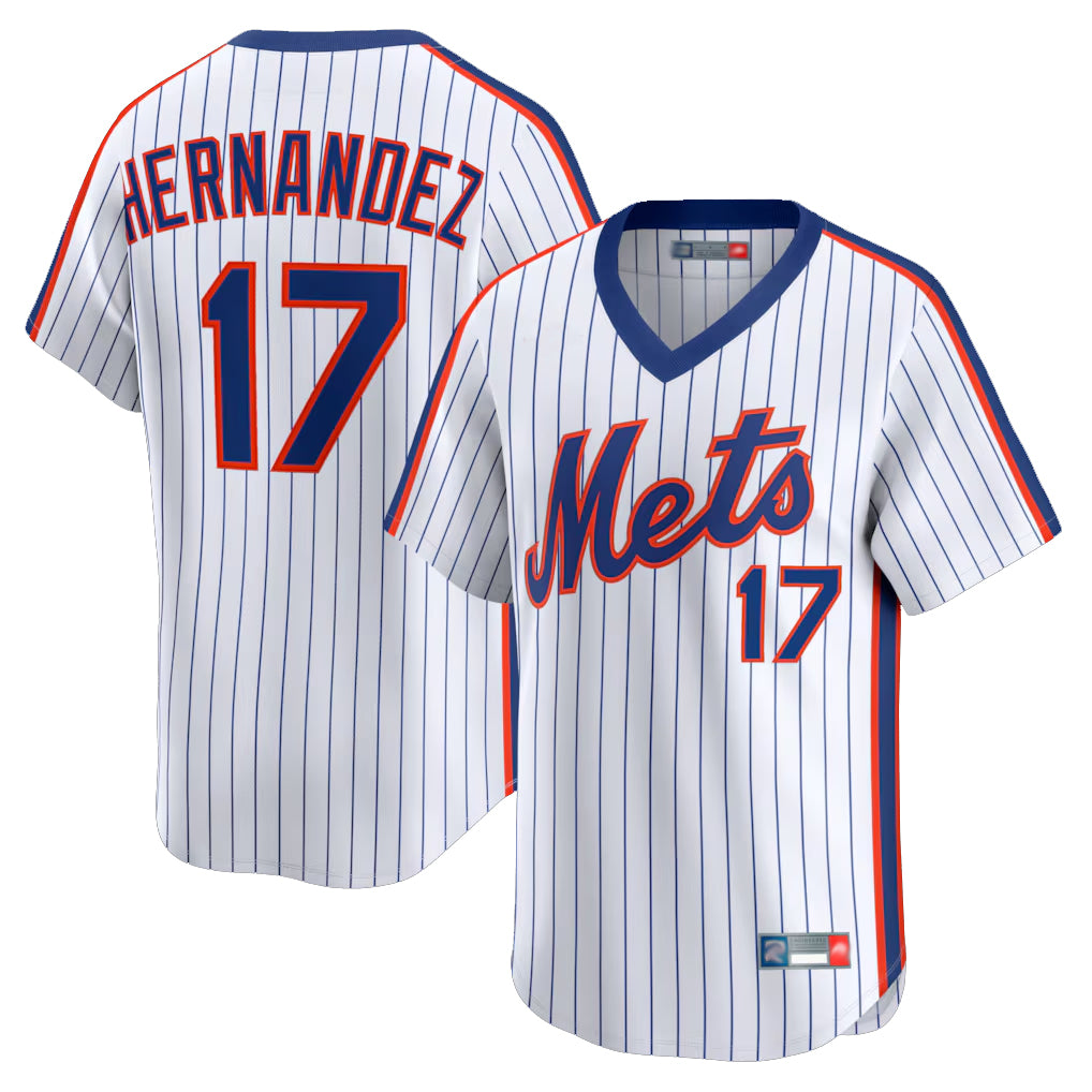 Choea NY.Mets #17 Keith Hernandez Player White Cooperstown Collection T-shirt Game Stitched Jerseys