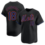 Choea NY.Mets #18 Darryl Strawberry Player Black Alternate Home Limited Stitched Jerseys